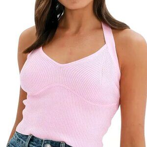 Women’s halter v neck knit tank top